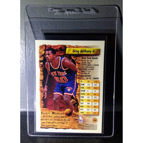 1993-94 Topps Finest Greg Anthony #66 Basketball Card - Picture 2 of 2